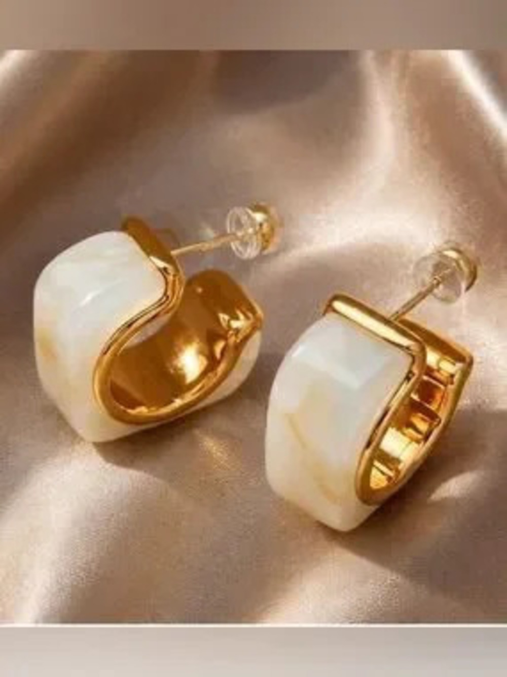 Ivory Luxe Sculptural Hoop Earrings